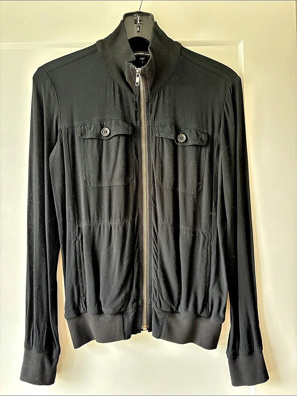 Women James Perse Black Lightweight Jacket Size 1 (100% Viscose)